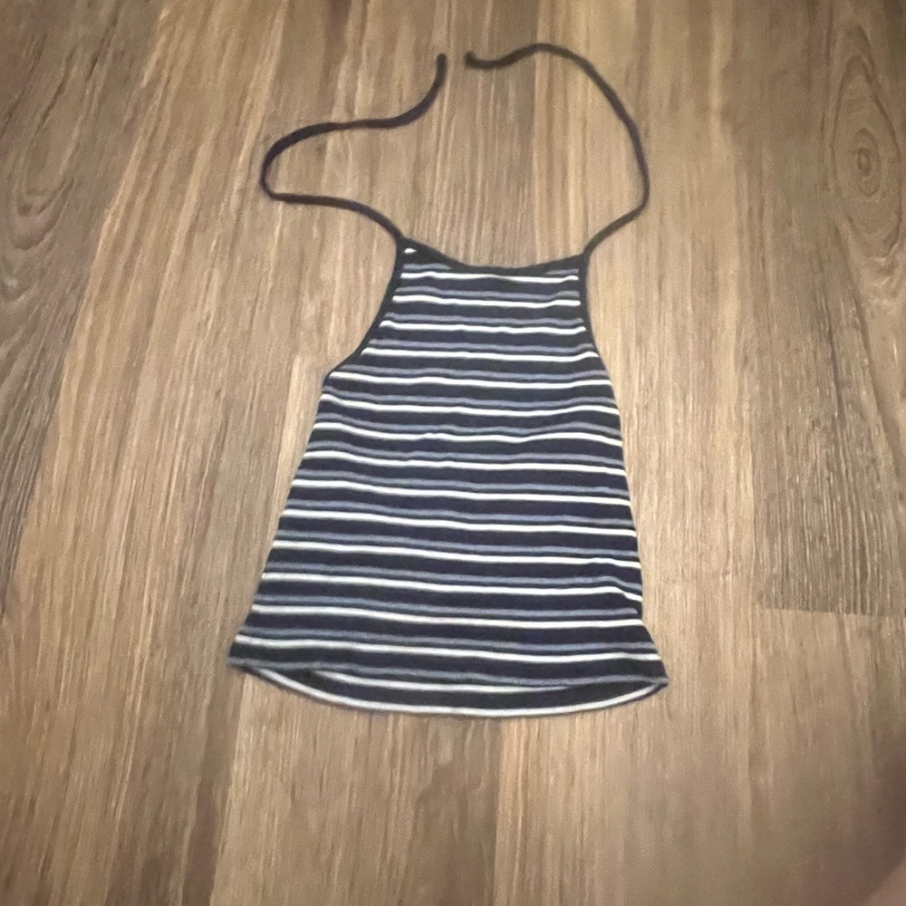 Brandy Melville blue and white striped Halter Neck Top